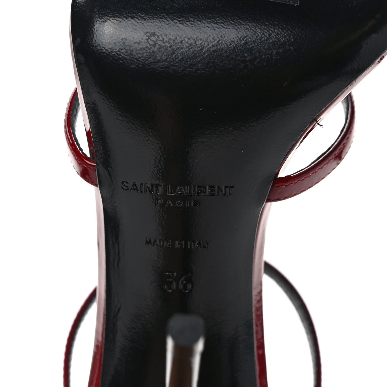 Saint Laurent Patent Calfskin Cassandra 100 Sandals 36 Red Laquer 5 of 10