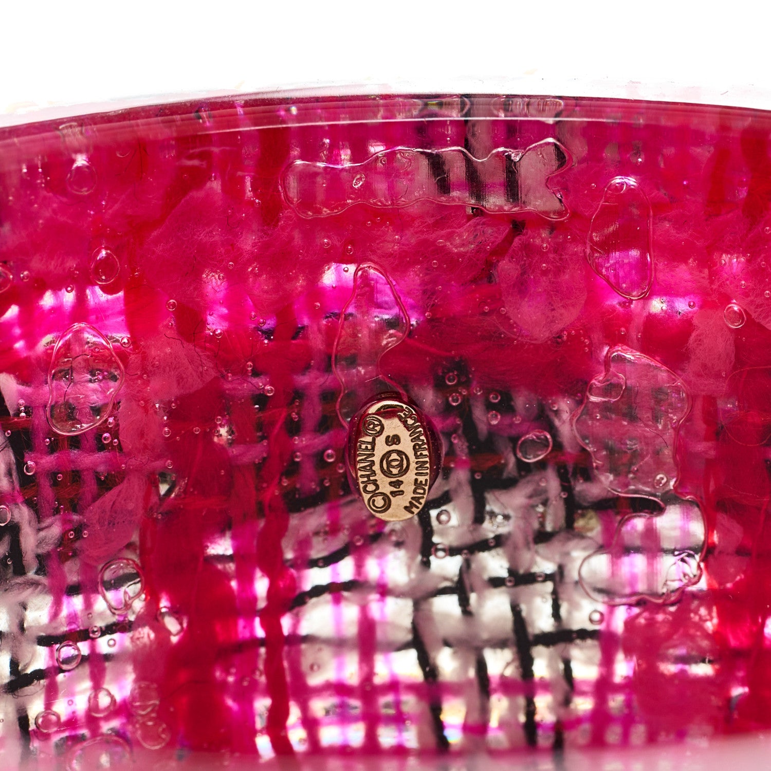 Chanel Resin Tweed Chain CC Bangle Transparent Pink 3 of 3