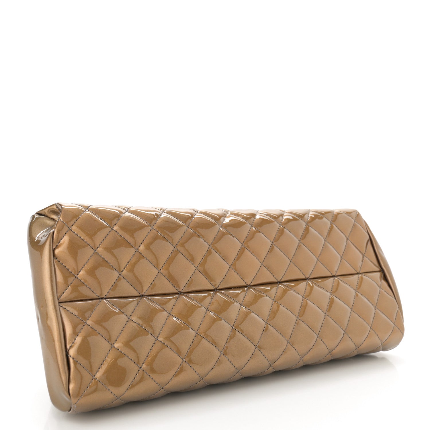 Chanel Metallic Patent Quilted Medium Just Mademoiselle Bowling Bag  Gold Degrade 4 of 13