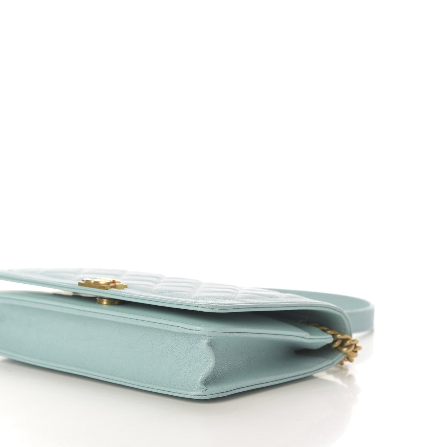 Caviar Quilted Boy Wallet On Chain WOC Light Blue