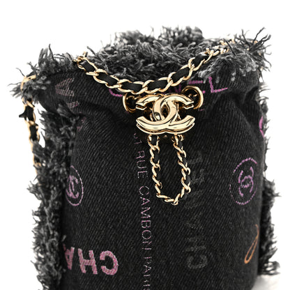 Chanel Denim Quilted Mood Mini Bucket With Chain Black Multicolor 8 of 10