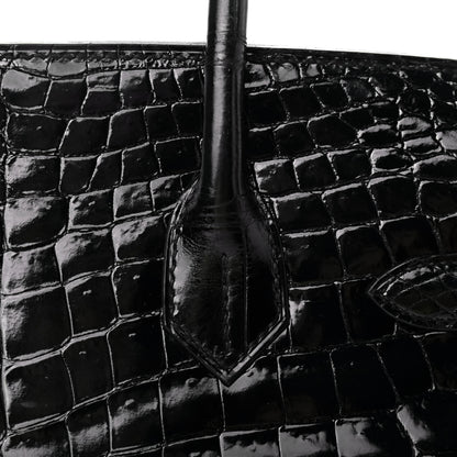 Hermes Shiny Niloticus Crocodile Birkin 30 Black 10 of 33