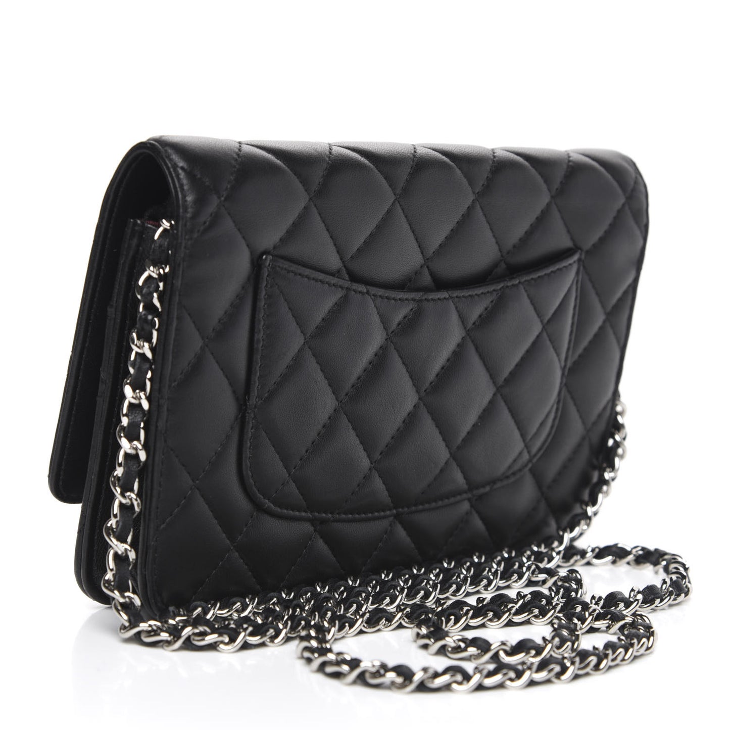 Lambskin Quilted Wallet On Chain WOC Black