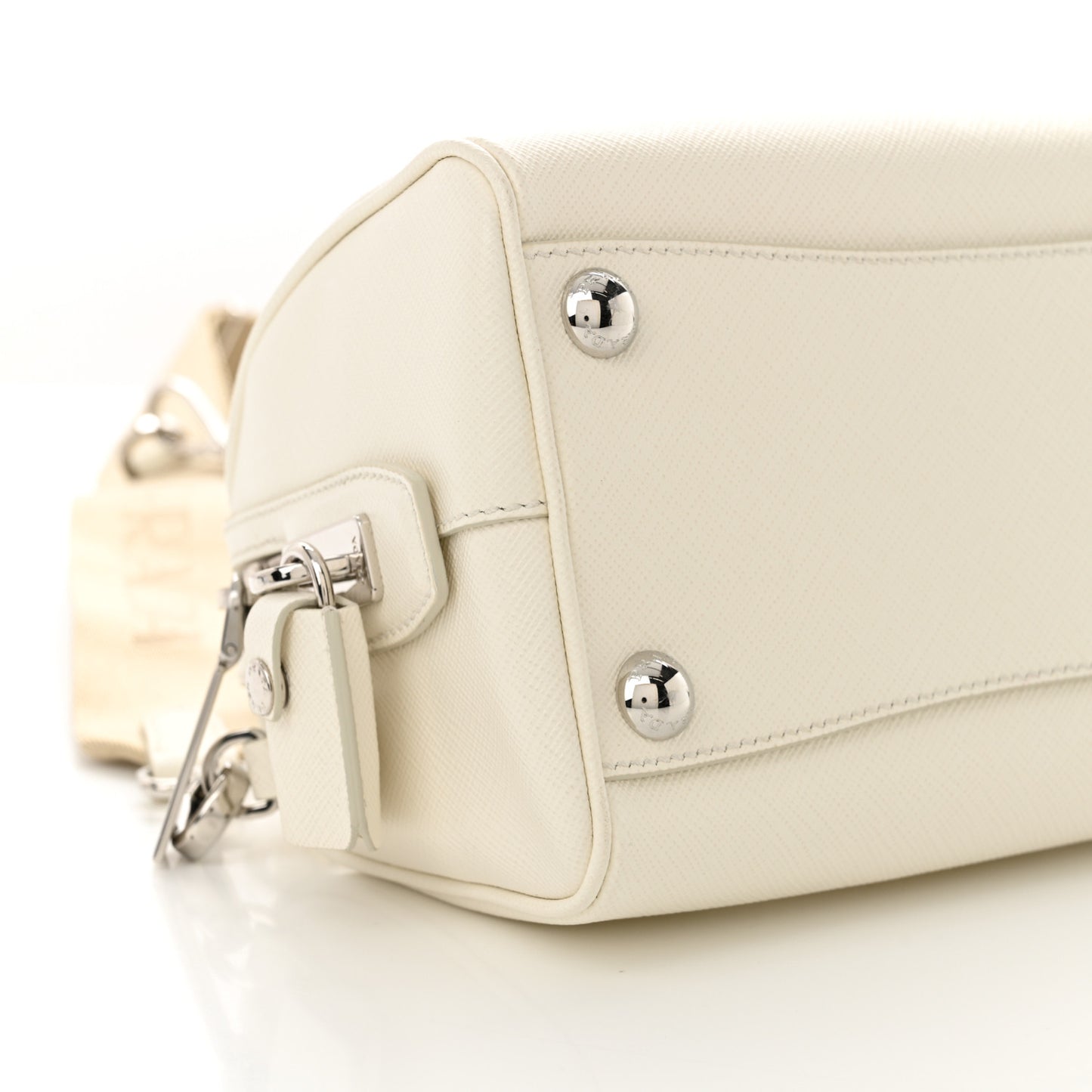 Saffiano Lux Top Handle Crossbody Bag White