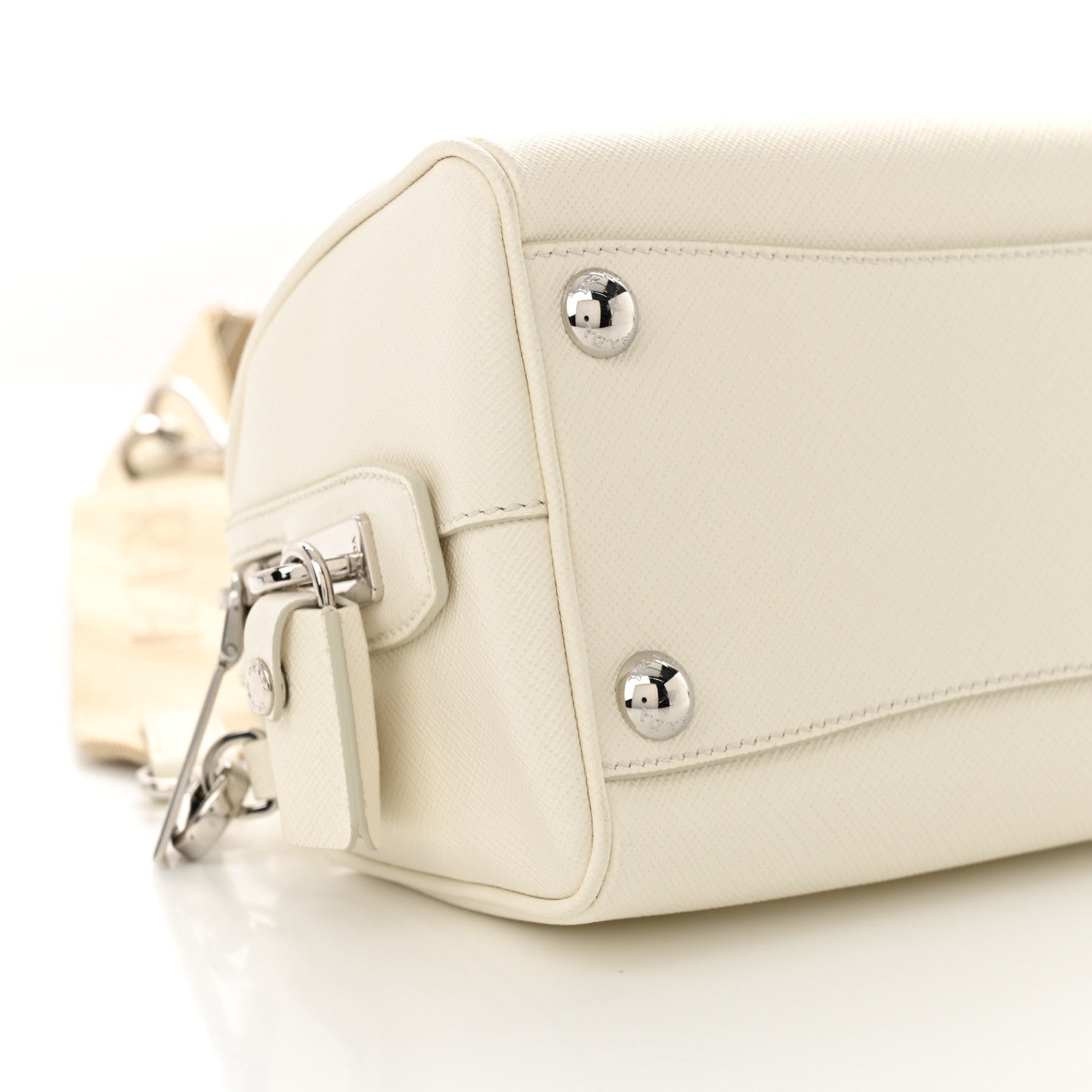 Prada Saffiano Lux Top Handle Crossbody Bag White 8 of 10