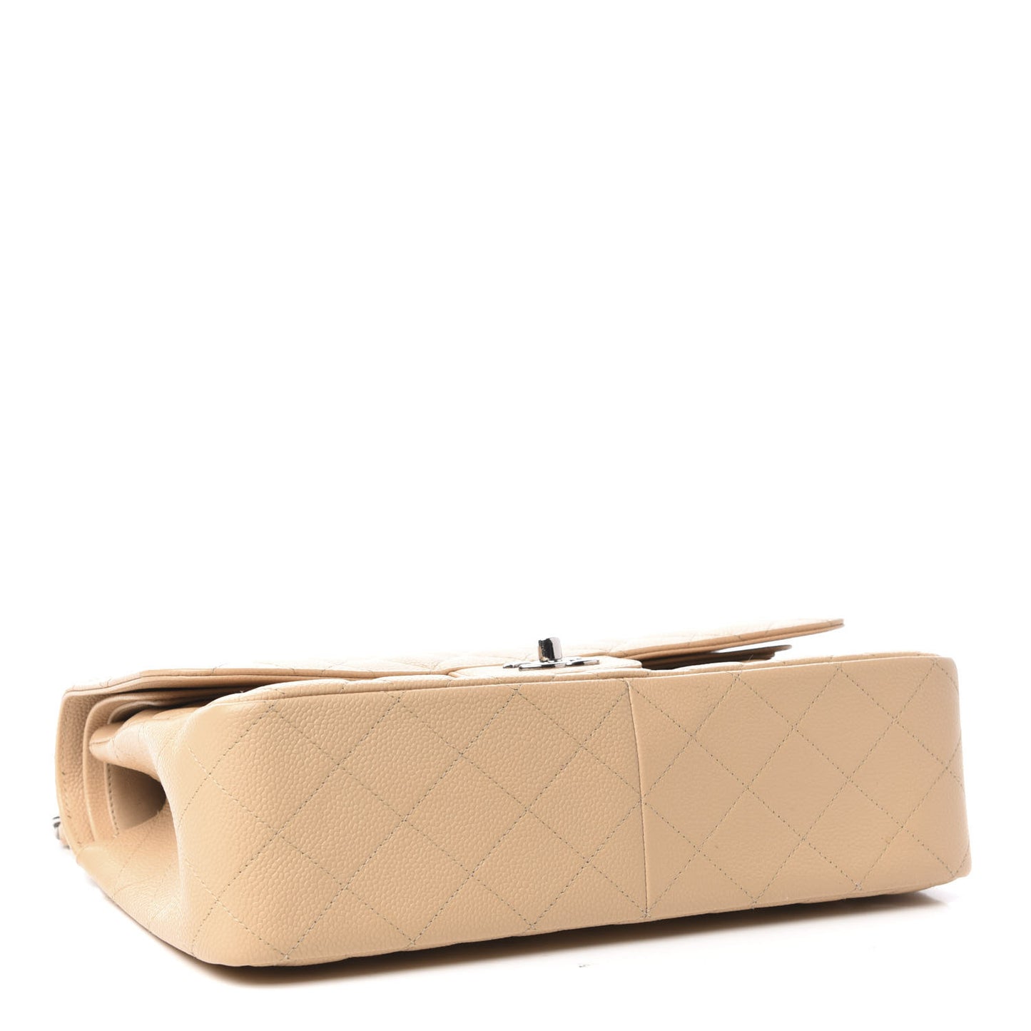 Caviar Quilted Jumbo Double Flap Beige