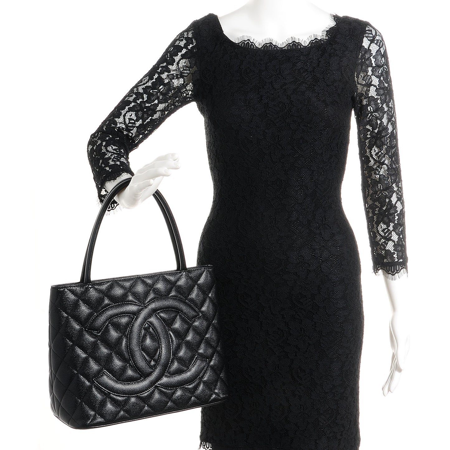 Caviar Medallion Tote Black
