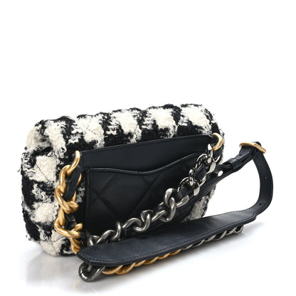 Chanel Tweed Quilted Chanel 19 Waist Bag Black Ecru White 3 of 9