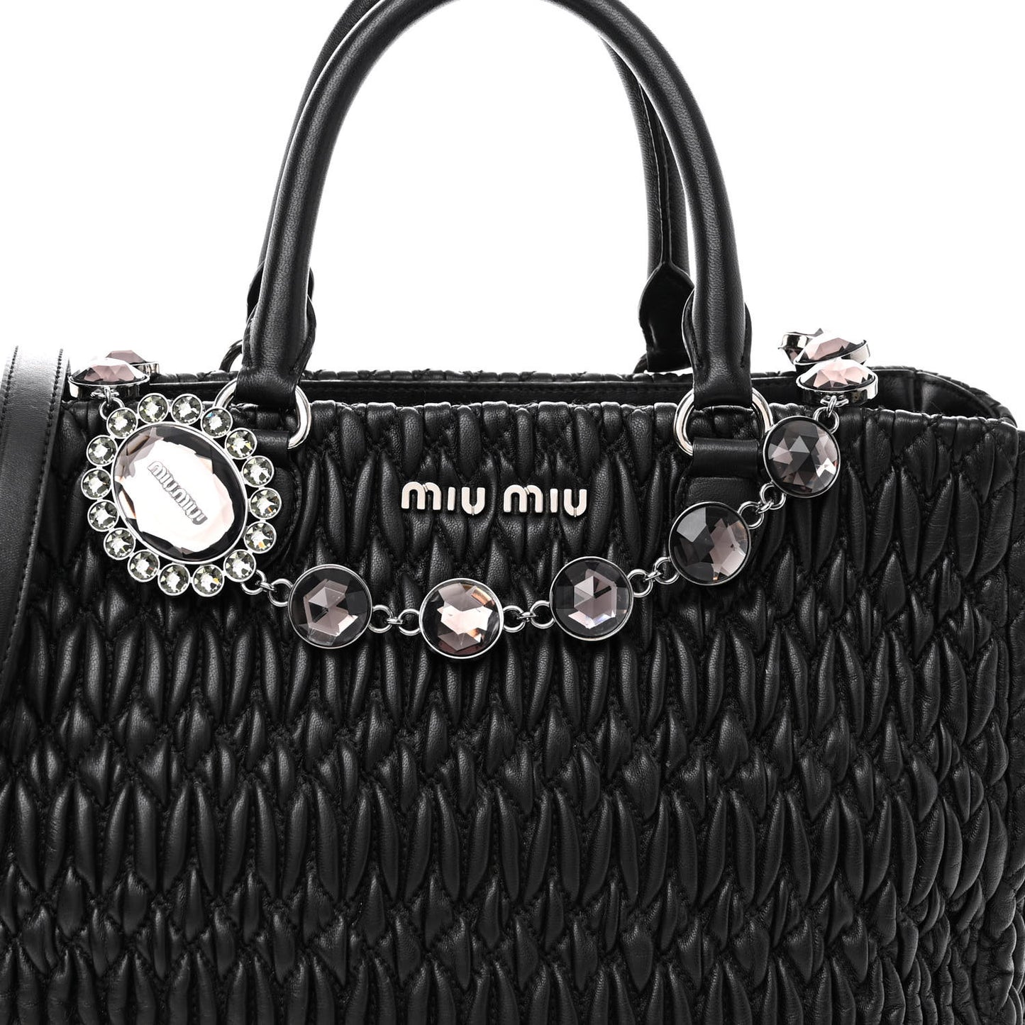Nappa Matelasse Swarovski Crystal Tote Black