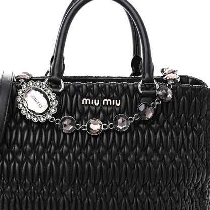Miu Miu Nappa Matelasse Swarovski Crystal Tote Black 7 of 9
