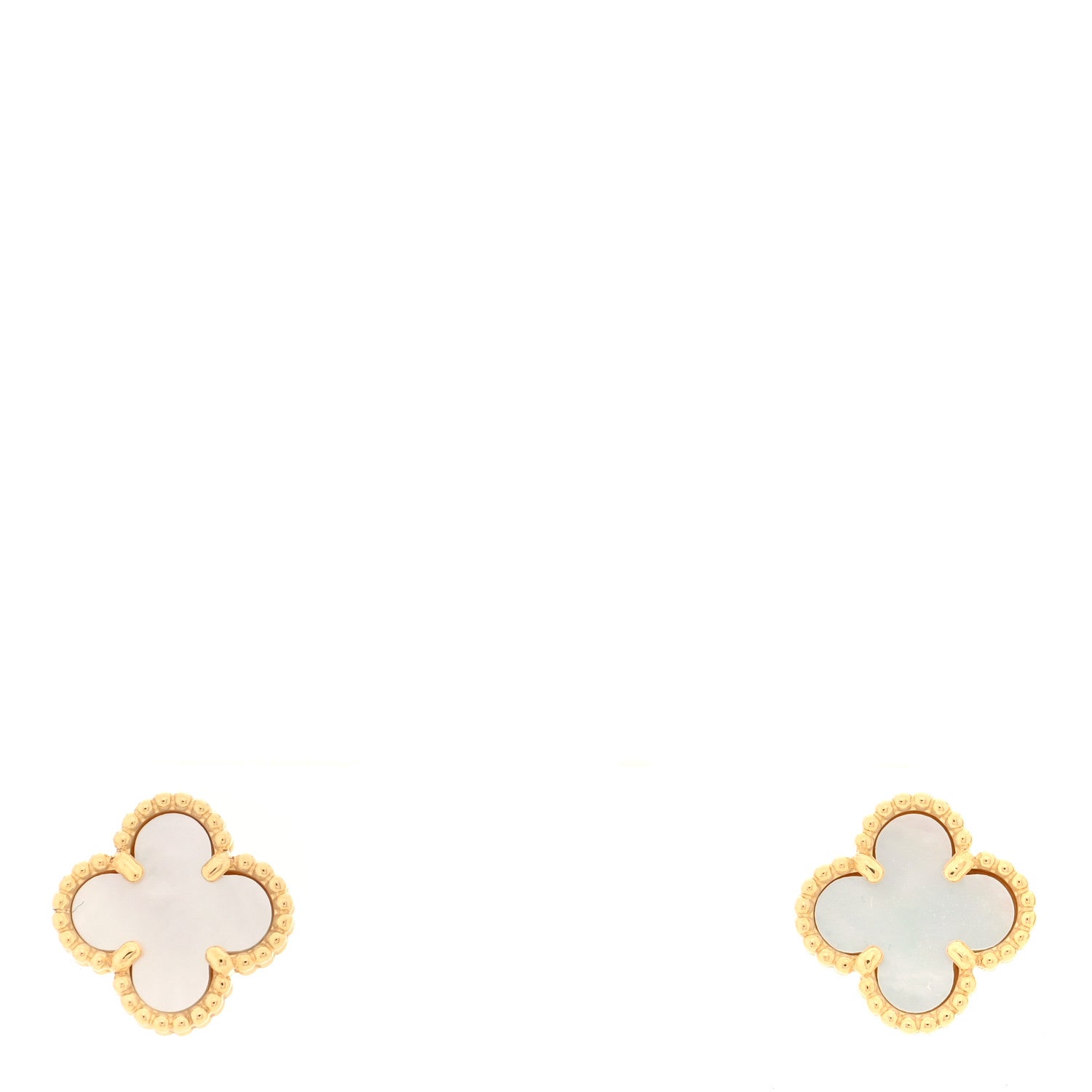 Van Cleef & Arpels 18K Yellow Gold Mother of Pearl Sweet Alhambra Earrings 1 of 5
