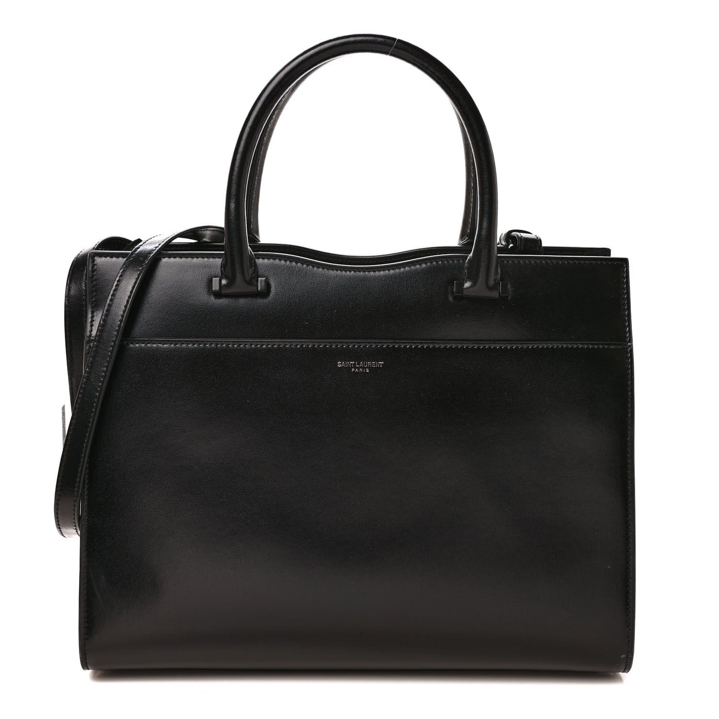 Shiny Calfskin Medium Uptown Tote Black