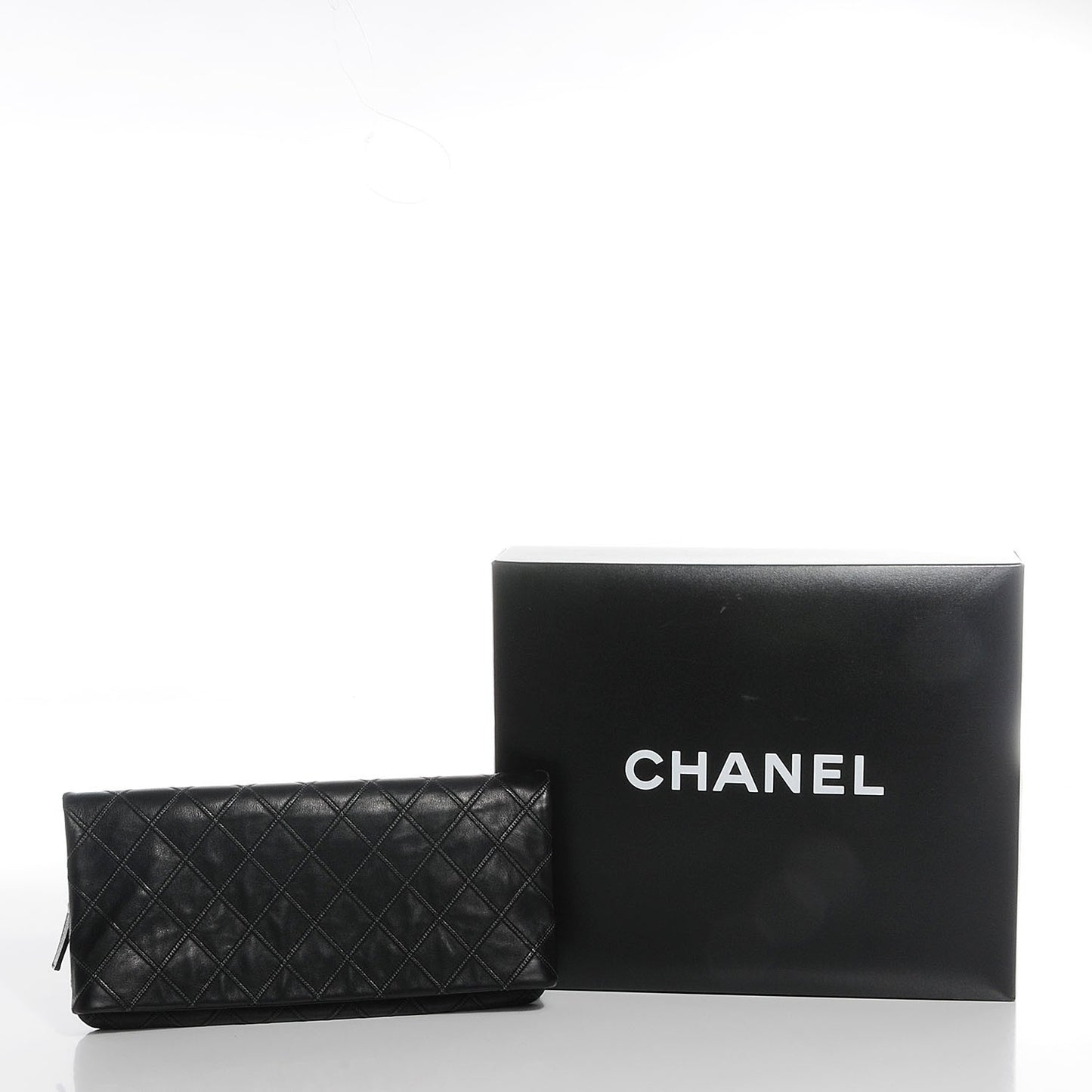 Calfskin Stitched Thin City Clutch Black