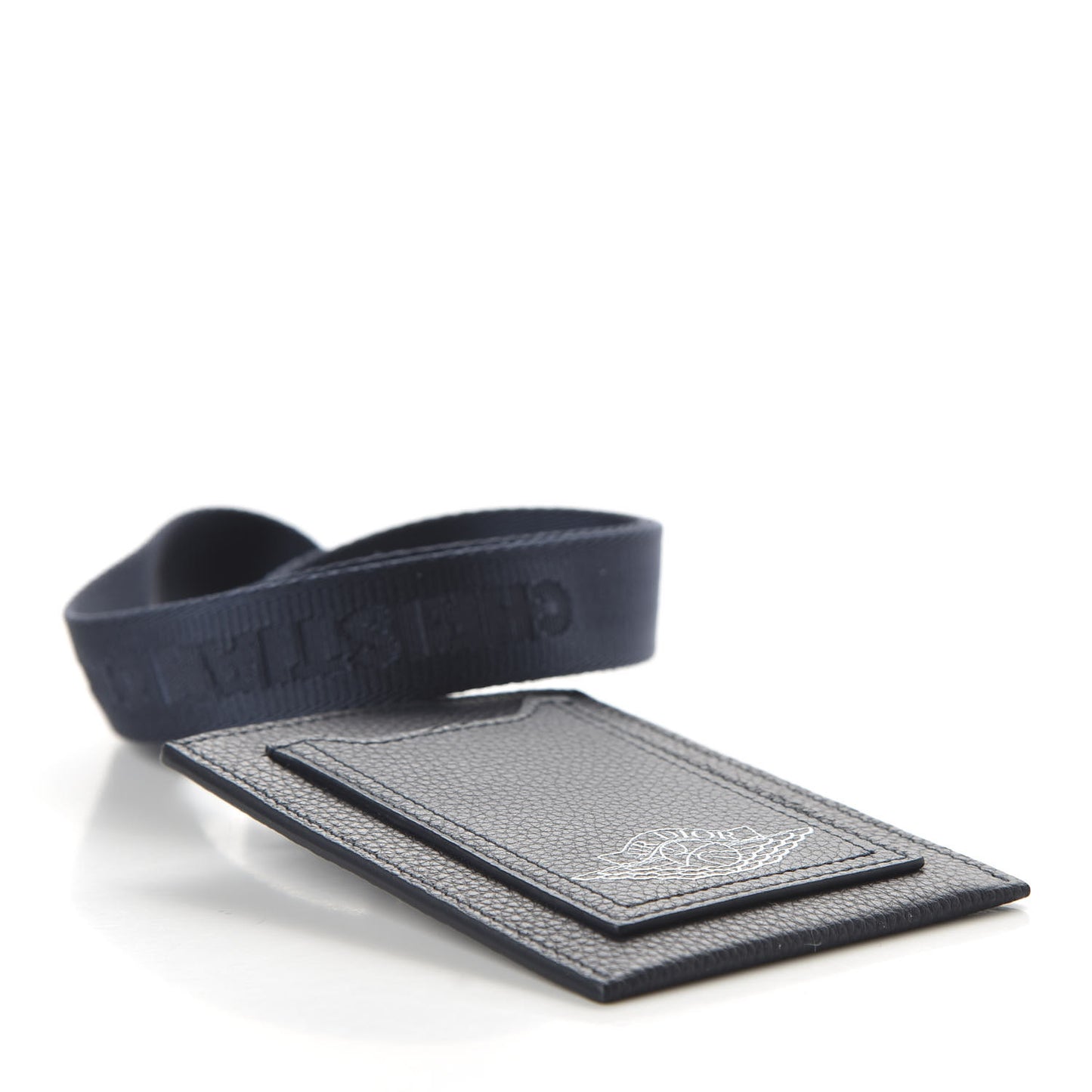 X AIR JORDAN Grained Calfskin Vertical Card Holder Lanyard Bleu
