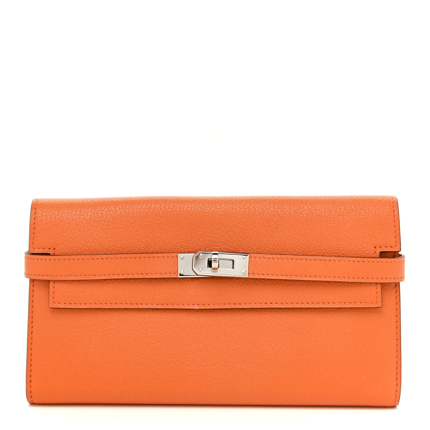 Hermes Chevre Mysore Kelly Longue Wallet Orange 1 of 16