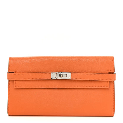 Hermes Chevre Mysore Kelly Longue Wallet Orange 1 of 16