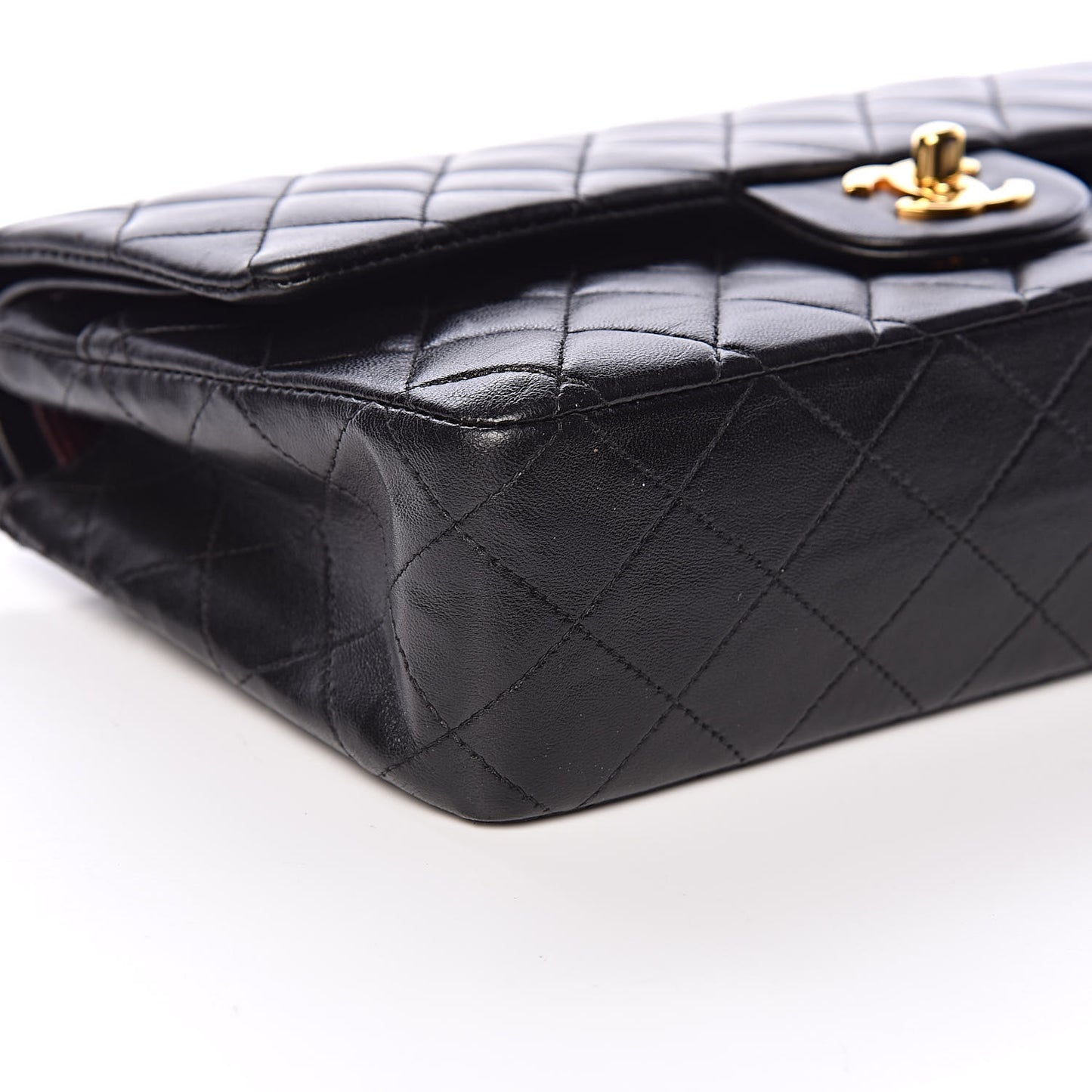Lambskin Quilted Medium Double Flap Black
