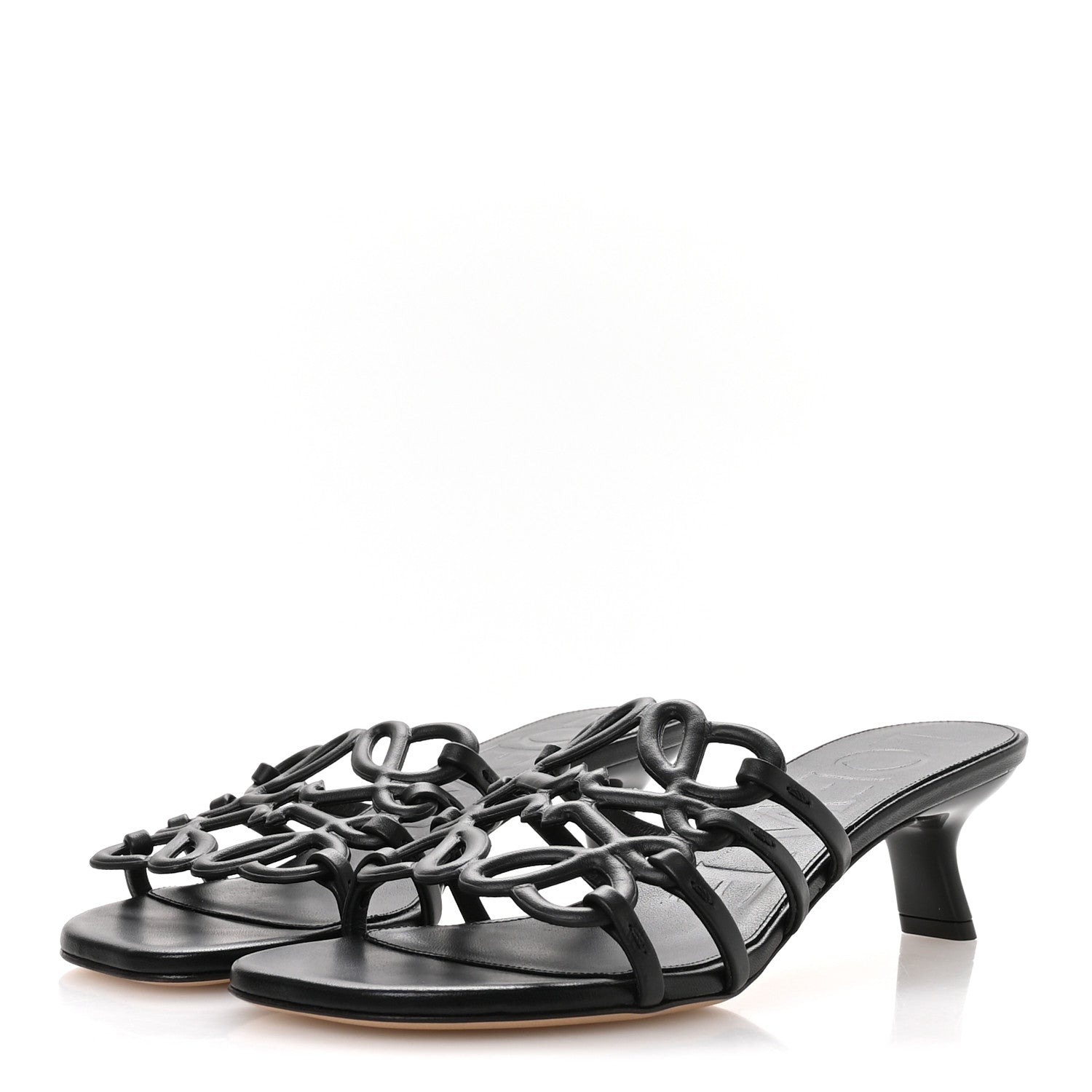 Loewe Calfskin Petal Anagram Caged Mule 45mm Sandals 37 Black 4 of 8
