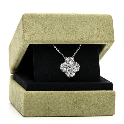 Van Cleef & Arpels 18K White Gold Diamond Vintage Alhambra Pendant Necklace 5 of 5