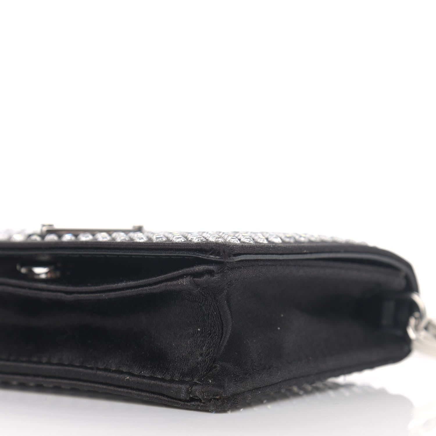 Prada Satin Crystal Metal Triangle Logo Card Holder With Strap Cristal 9 of 10