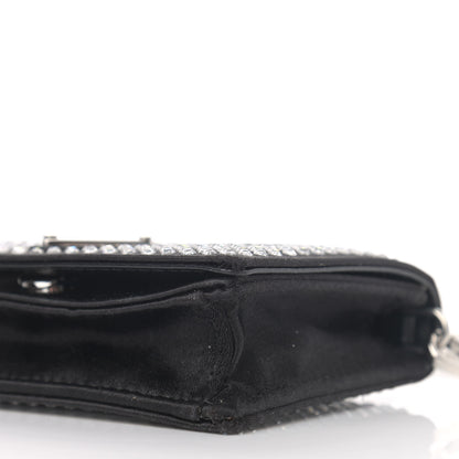 Prada Satin Crystal Metal Triangle Logo Card Holder With Strap Cristal 9 of 10