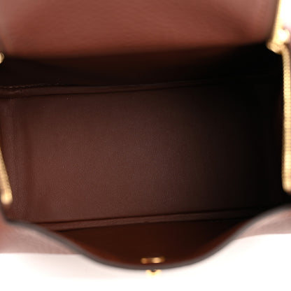 Hermes Taurillon Clemence Mini Lindy 20 Terre 5 of 11