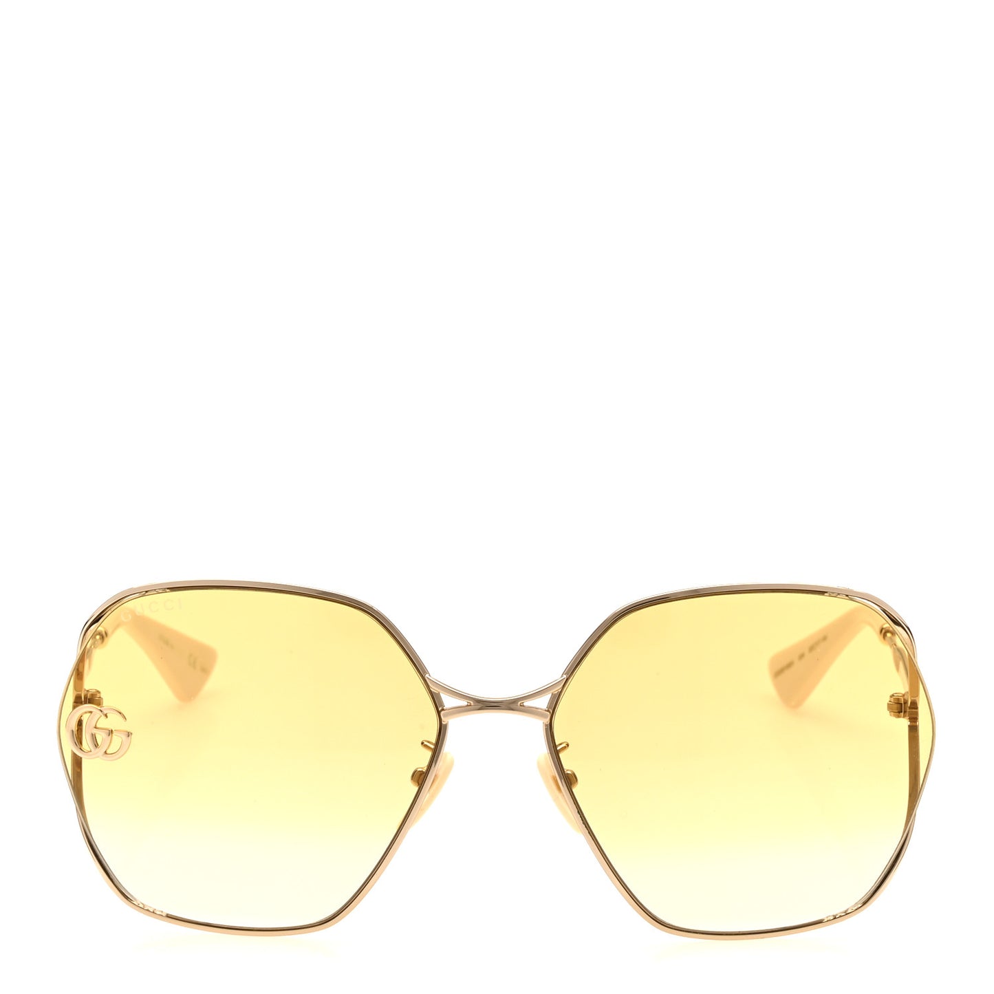 Metal Fork Square Frame Sunglasses GG0818SA Yellow