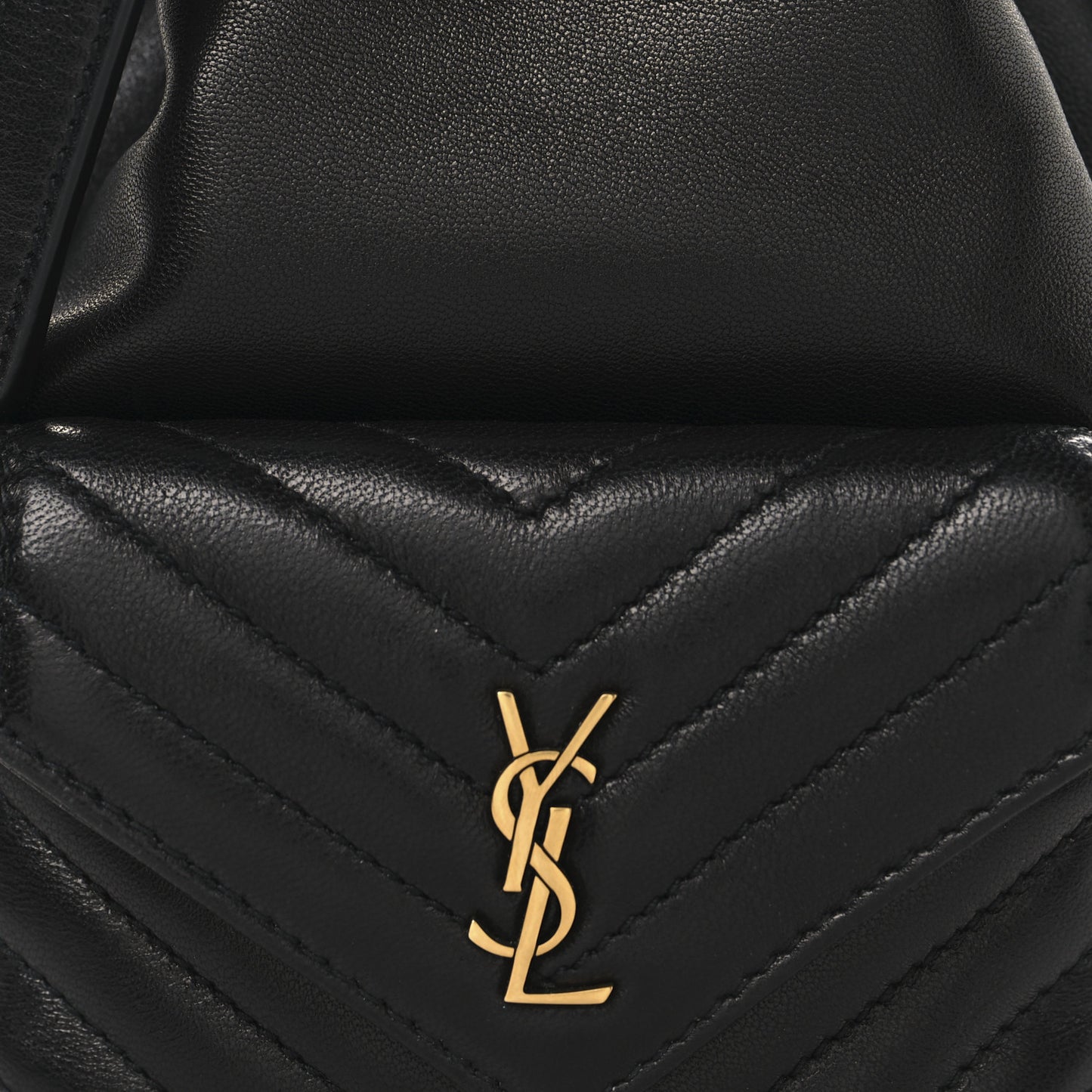 Lambskin Matelasse Monogram Joe Nano Bucket Bag Black