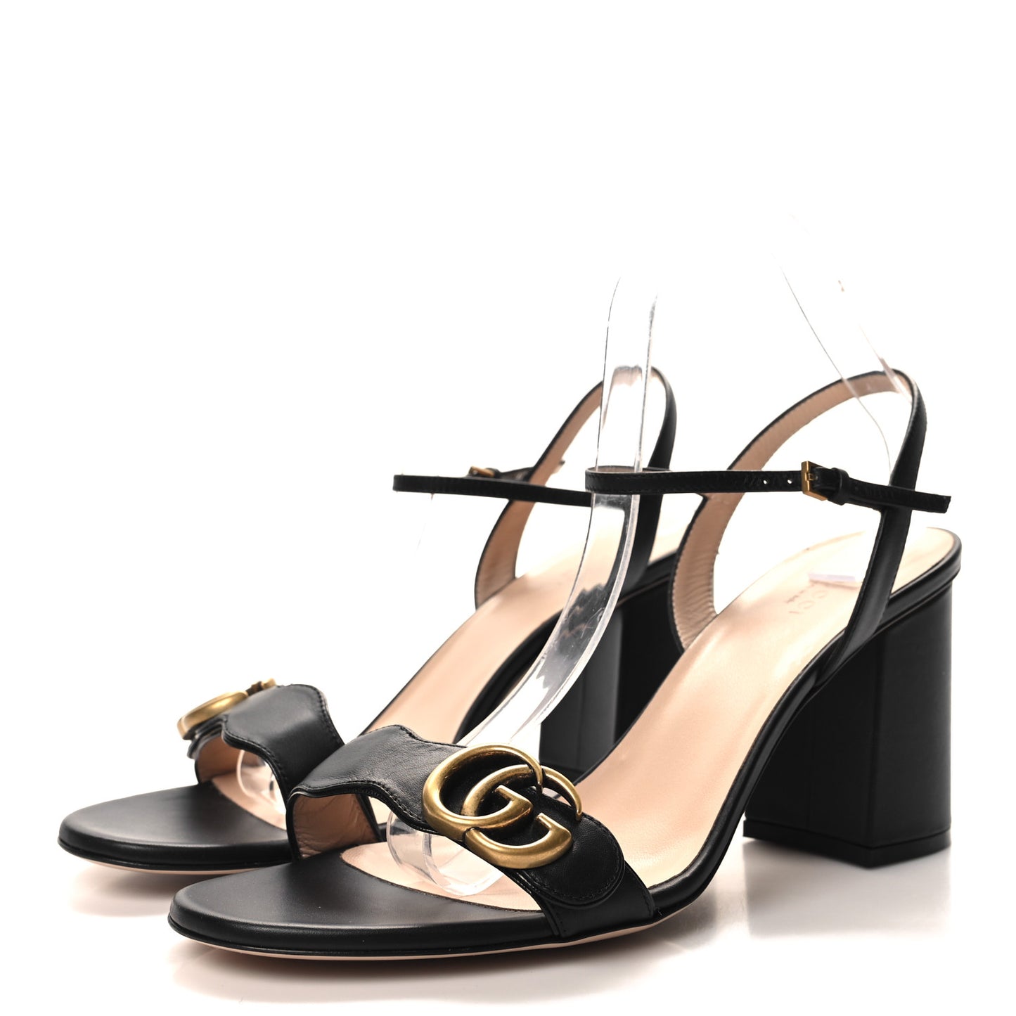 Lifford Calfskin GG Marmont Ankle Wrap 75mm Sandals 41 Black