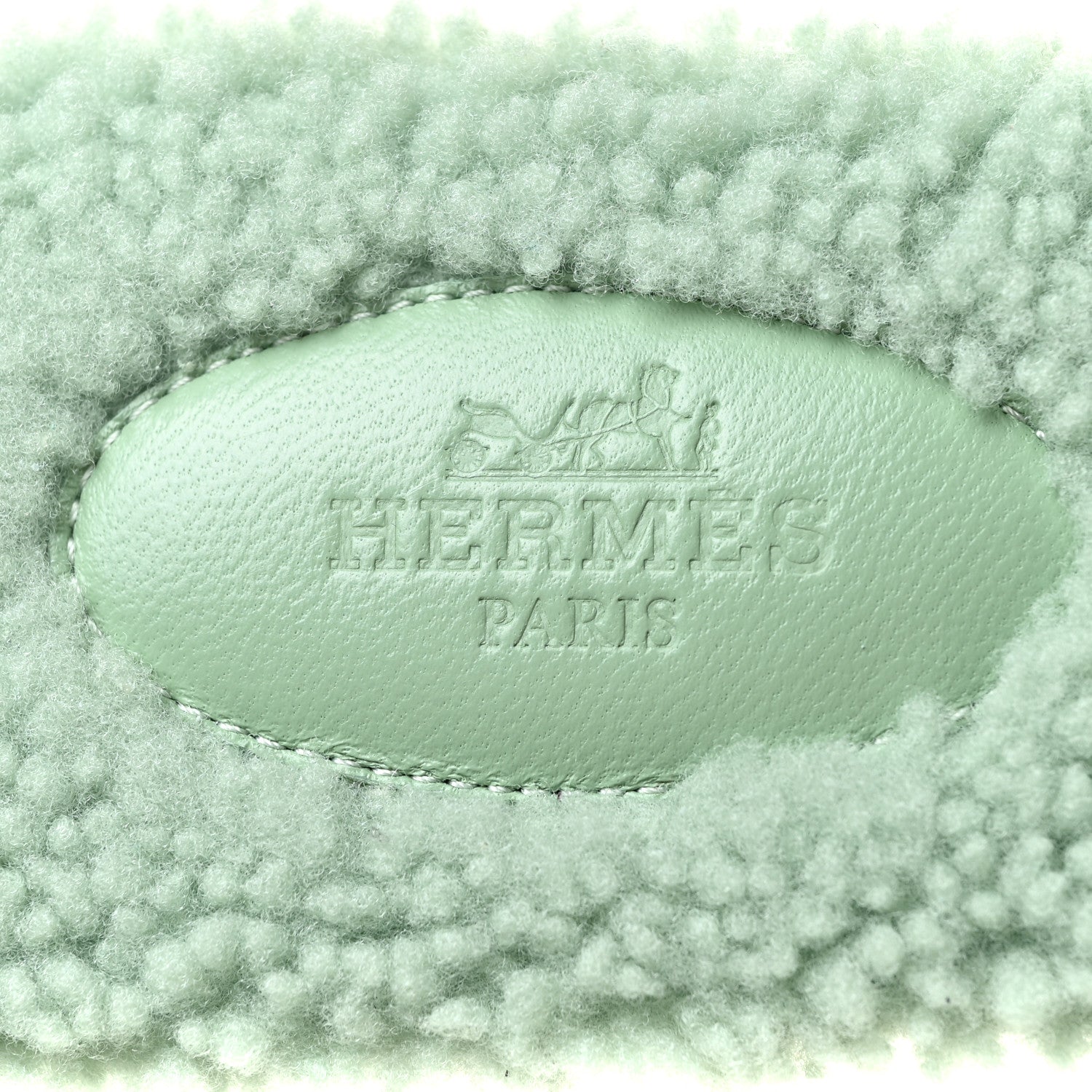Hermes Woolskin Oran Sandals 38 Vert D'Eau 11 of 12