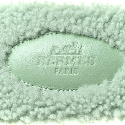 Hermes Woolskin Oran Sandals 38 Vert D'Eau 11 of 12