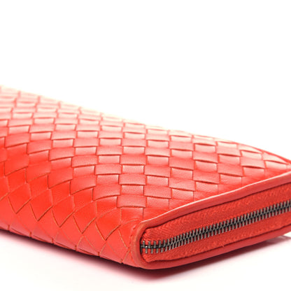 Bottega Veneta Nappa Intrecciato Half Zip Around Wallet Red 10 of 11