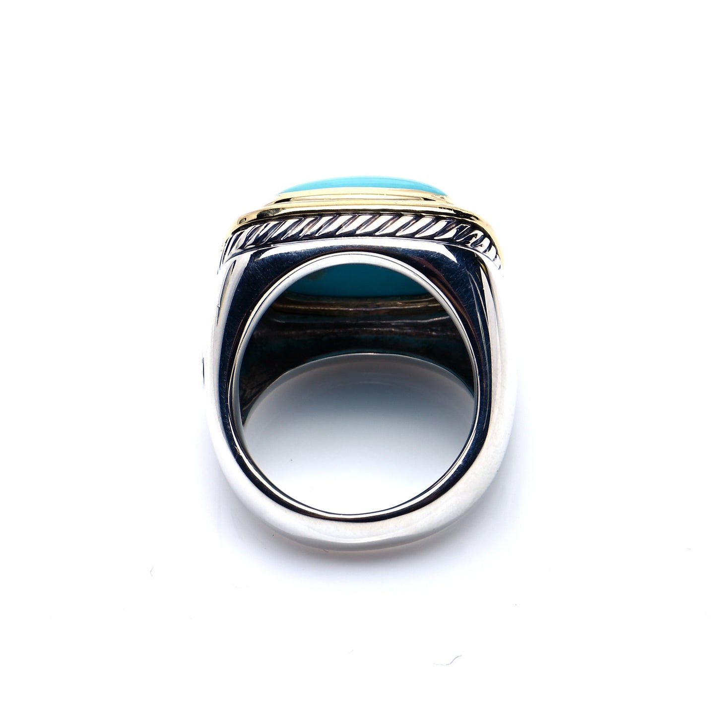 Sterling Silver 18K Yellow Gold Turquoise 15mm Albion Statement Ring 52 6