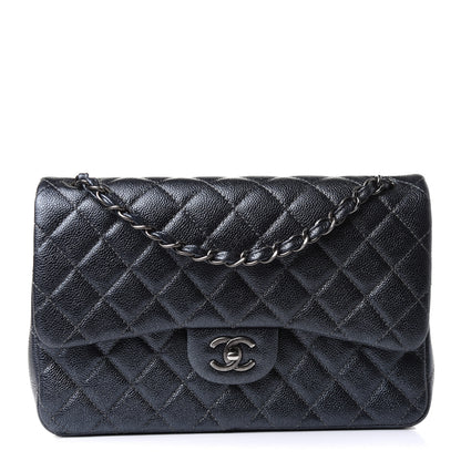 Chanel Metallic Caviar Quilted Jumbo Double Flap Dark Grey 1 of 13