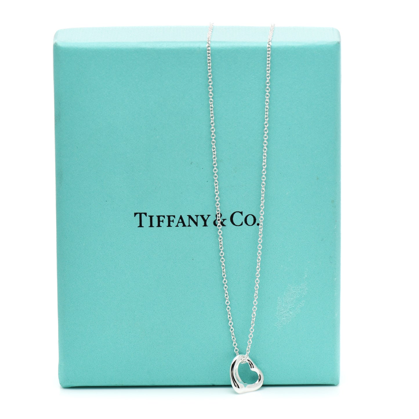 Sterling Silver 11mm Elsa Peretti Open Heart Pendant Necklace