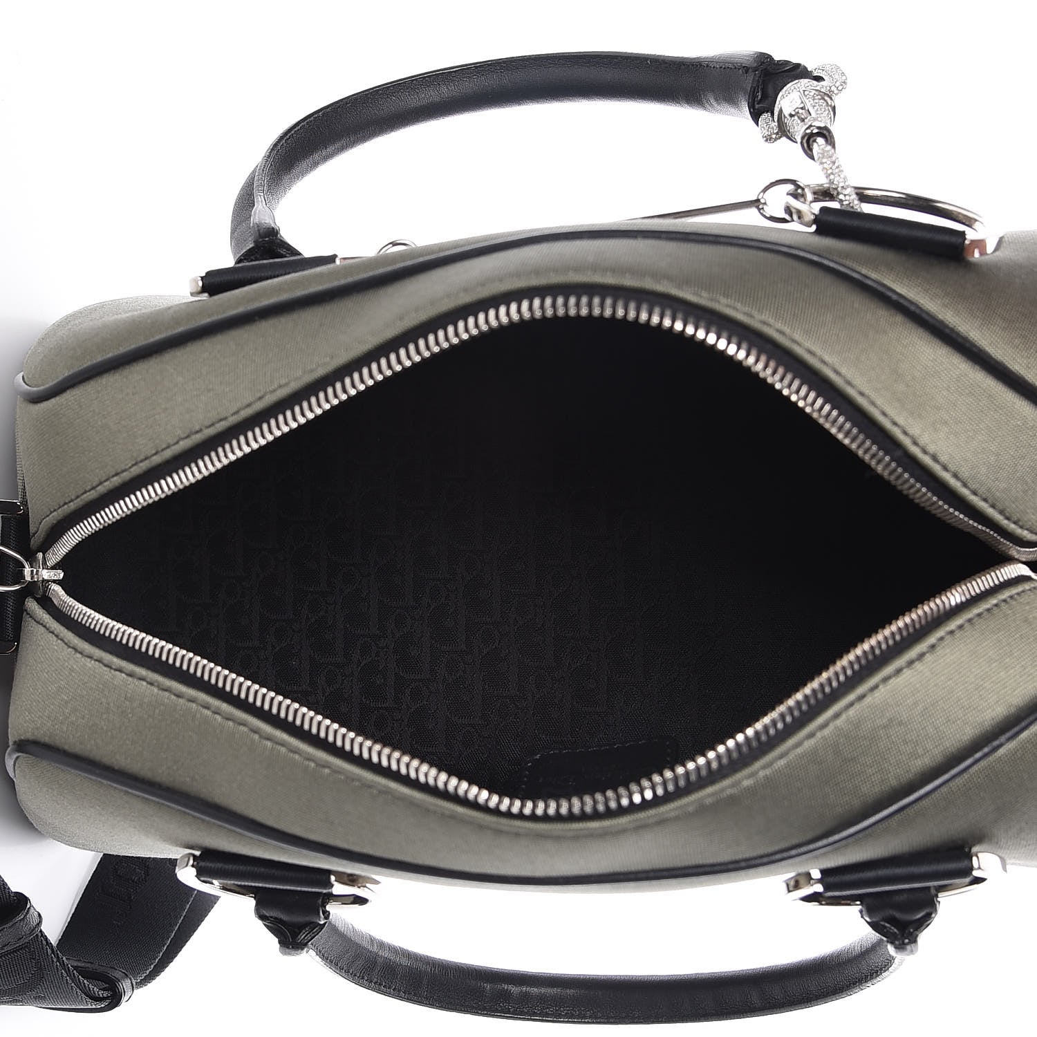 Christian Dior Silk Jersey Crystal Hardcore Bowler Bag Grey Black 6 of 13