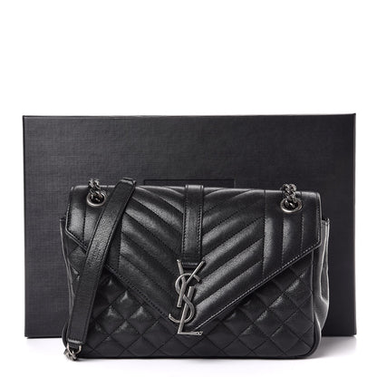 Saint Laurent Sheepskin Tri-Quilt Monogram Medium College Bag Black 8 of 8