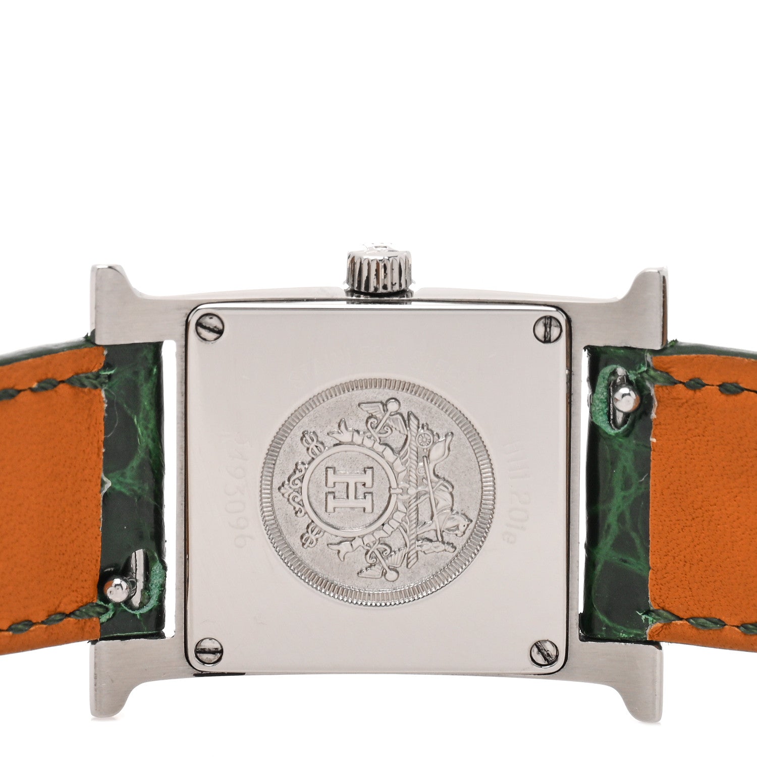Hermes Stainless Steel Alligator 21mm Heure H Hour Quartz Watch Vert Moyen 4 of 4