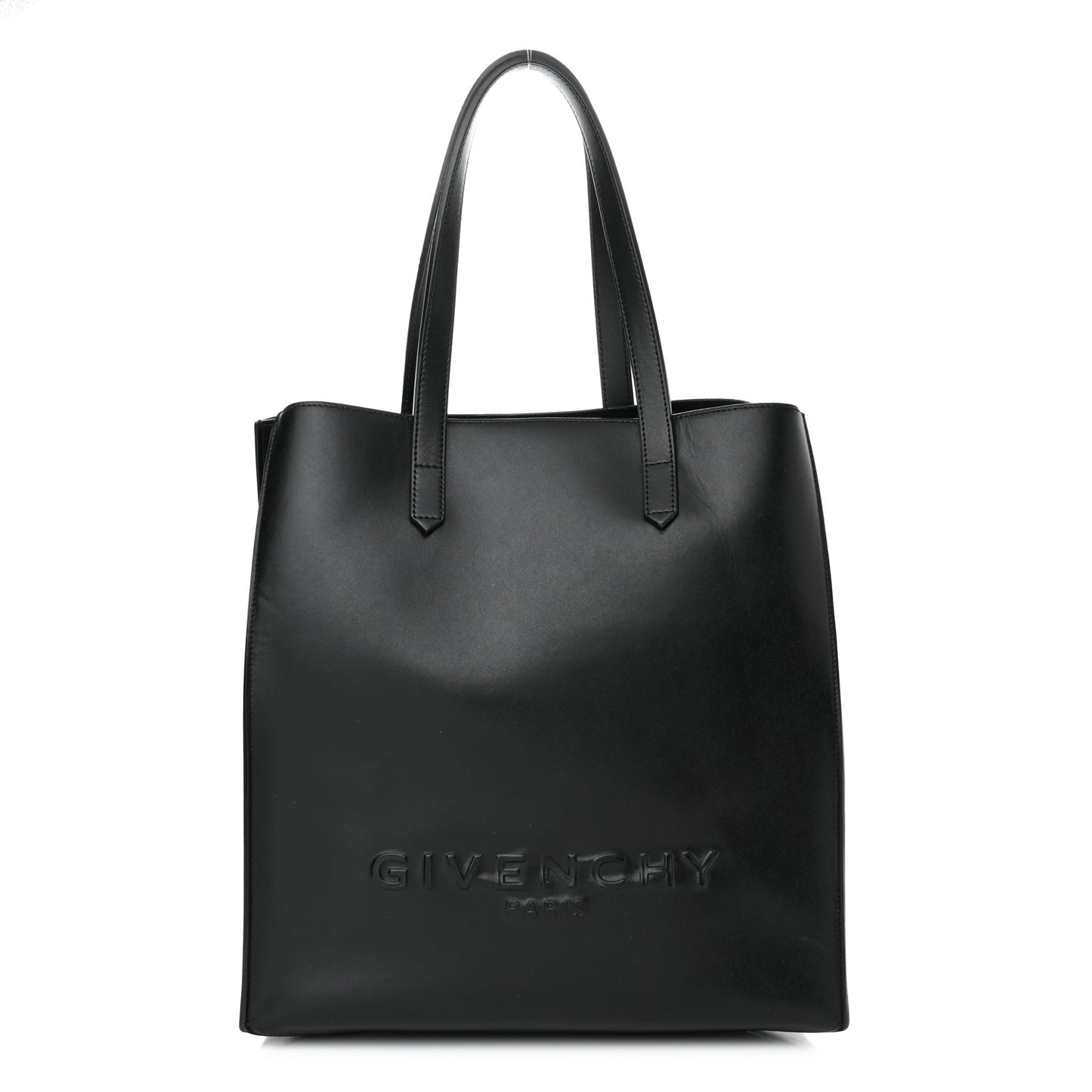 Calfskin Logo Debossed Tote Black