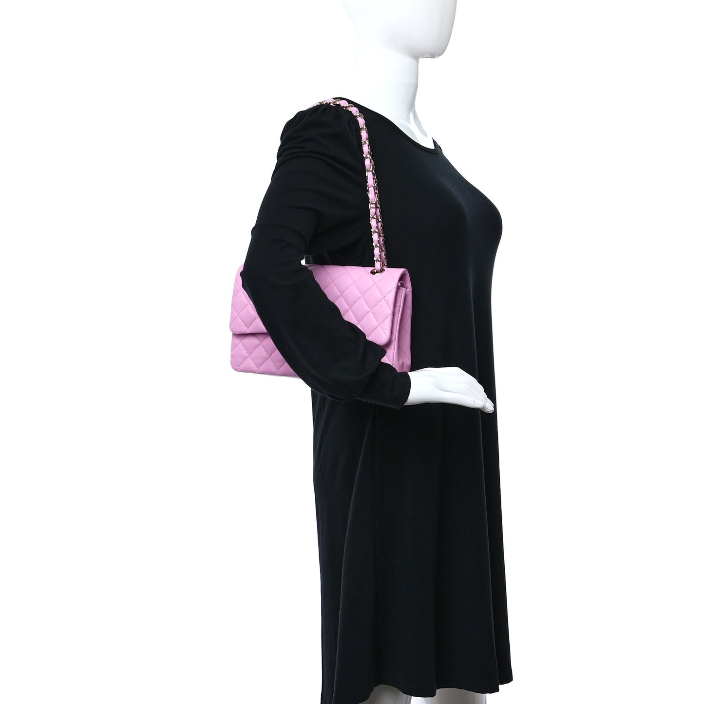 Caviar Quilted Medium Double Flap Pink