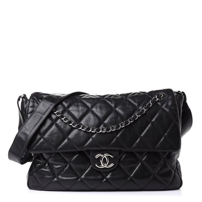 Chanel Glazed Caviar Quilted Stretch Spirit Messenger Bag Black 1 of 11
