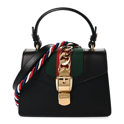 Gucci Calfskin Mini Sylvie Top Handle Bag Black 1 of 9