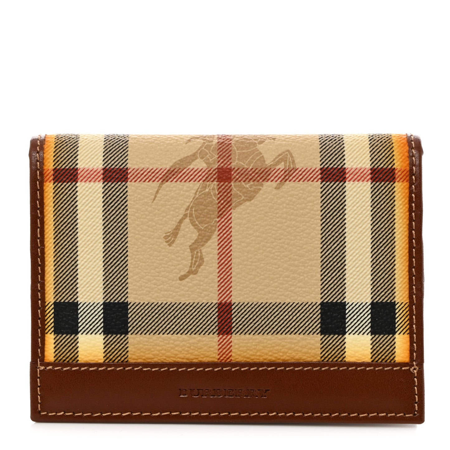 Haymarket Check Calfskin Card Case Tan
