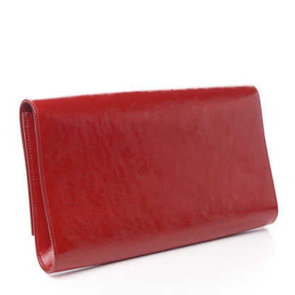 Saint Laurent Textured Patent Monogram Large Belle De Jour Clutch Red 2 of 8