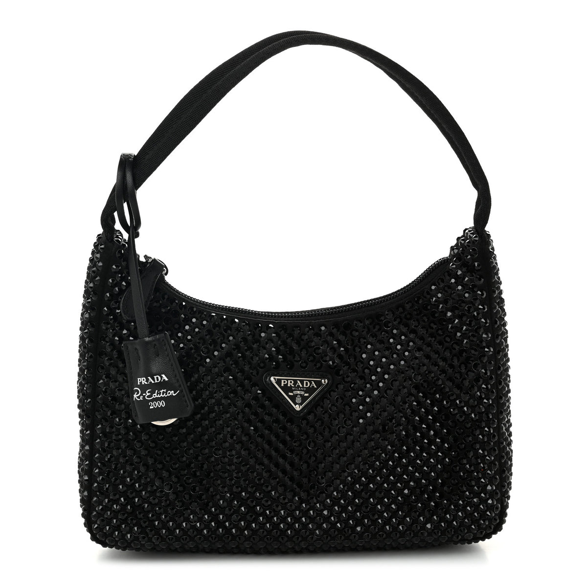 Prada Satin Crystal Mini Re-Edition 2000 Bag Black 1 of 11
