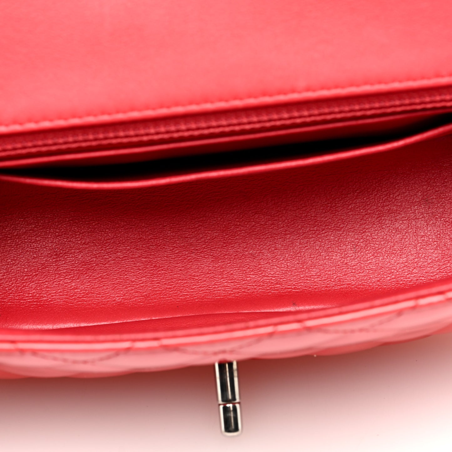 Patent Calfskin Quilted Mini Rectangular Flap Red