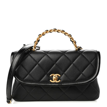 Chanel Lambskin Quilted Small La Parisienne Top Handle Flap Black 1 of 11