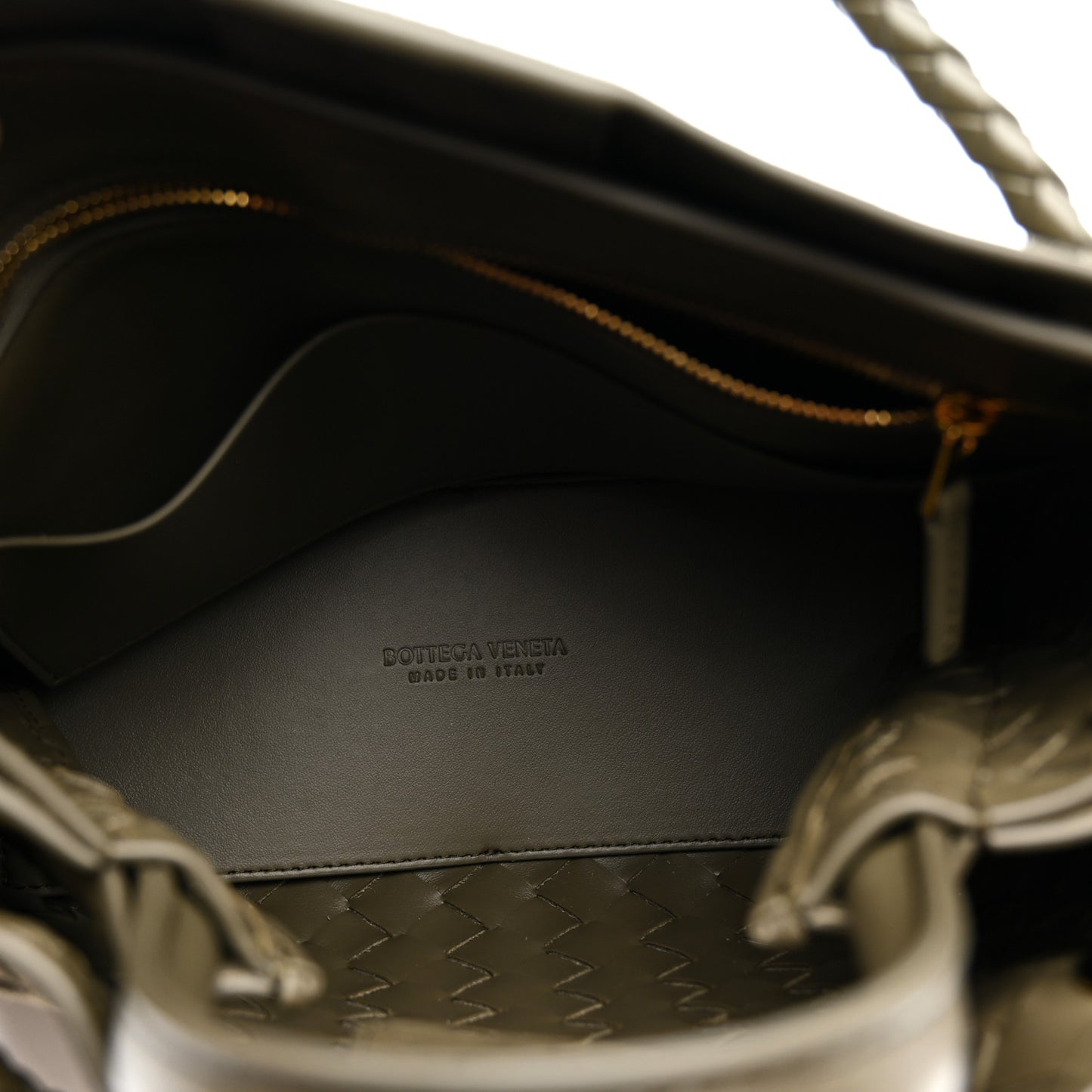 Suede Intrecciato Small Andiamo Shoulder Bag Cypress