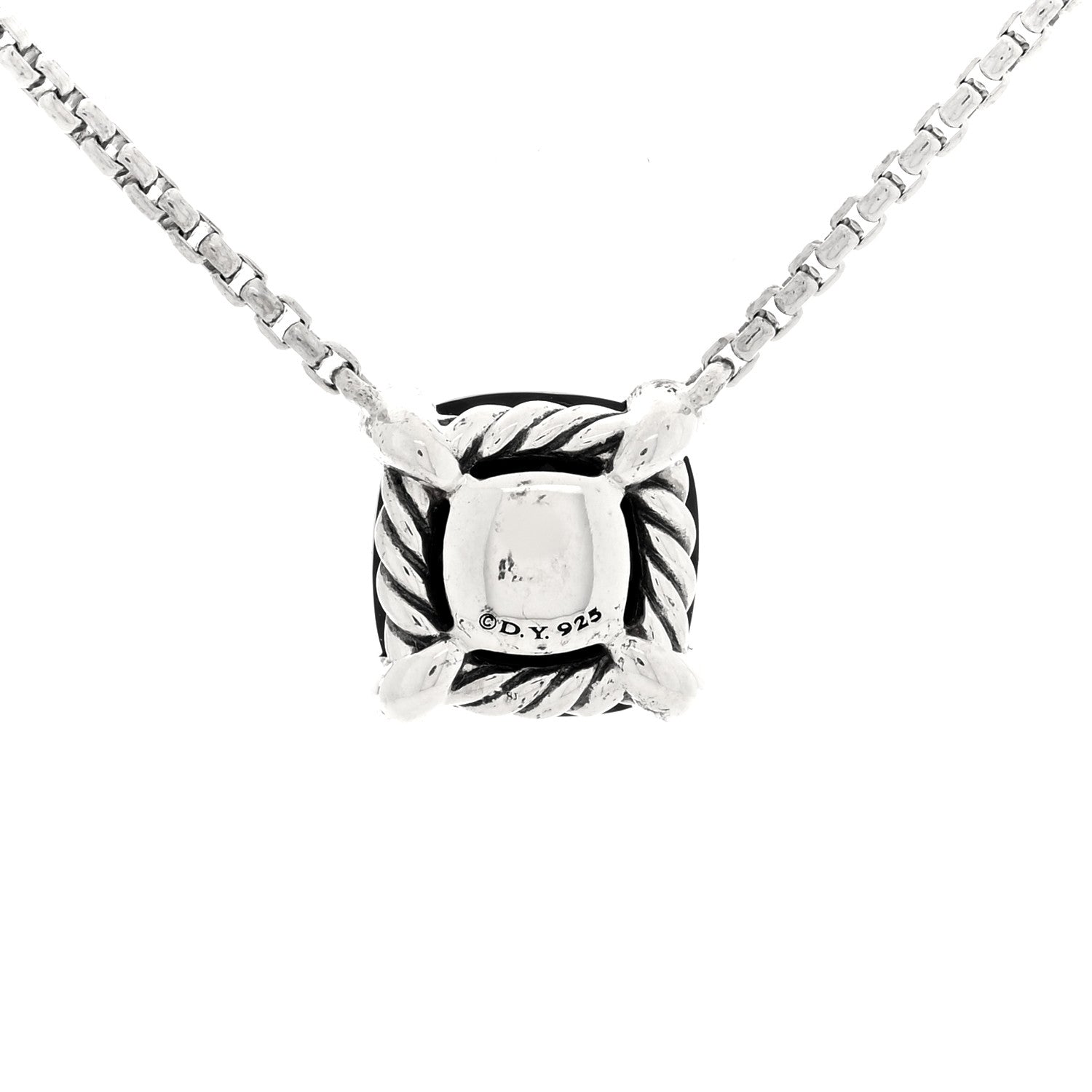 David Yurman Sterling Silver Diamond Black Onyx 7mm Chatelaine Pave Bezel Pendant Necklace 4 of 5