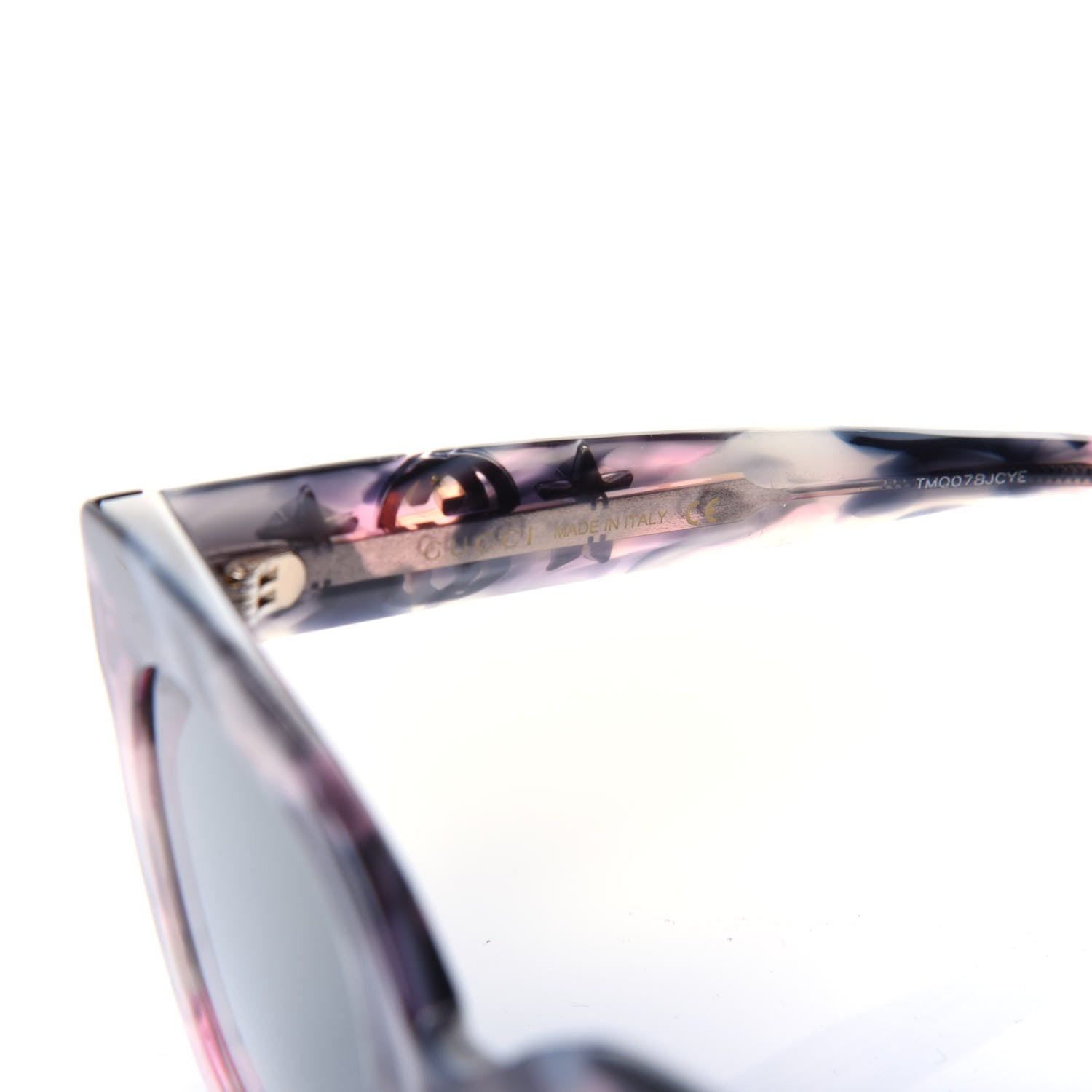 Gucci Round Frame Star Sunglasses GG0208S Grey Pink 6 of 7